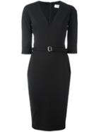 Victoria Beckham Fitted V-neck Dress, Women's, Size: 42, Black, Polyester/cotton/spandex/elastane