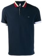 Sun 68 Three Colour Collar Polo Shirt - Blue