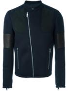 Neil Barrett Panelled Biker Jacket, Men's, Size: M, Blue, Viscose/polyester/polyurethane/polyester