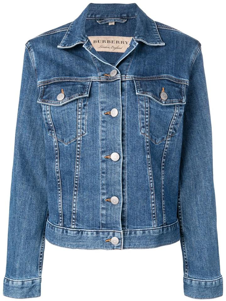 Burberry Embroidered Logo Denim Jacket - Blue