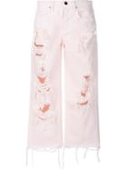 T By Alexander Wang Distressed Cropped Jeans, Women's, Size: 25, Pink/purple, Cotton