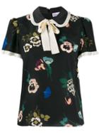 Red Valentino Floral Ruffled Blouse - Black