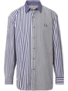 Burberry Contrast Stripe Cotton Poplin Shirt - Blue