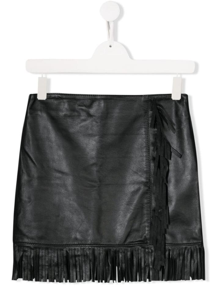 Msgm Kids Teen Short Fringed Skirt - Black