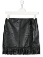 Msgm Kids Teen Short Fringed Skirt - Black