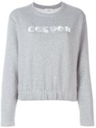 Carven Embroidered Logo Sweatshirt, Women's, Size: Medium, Grey, Cotton