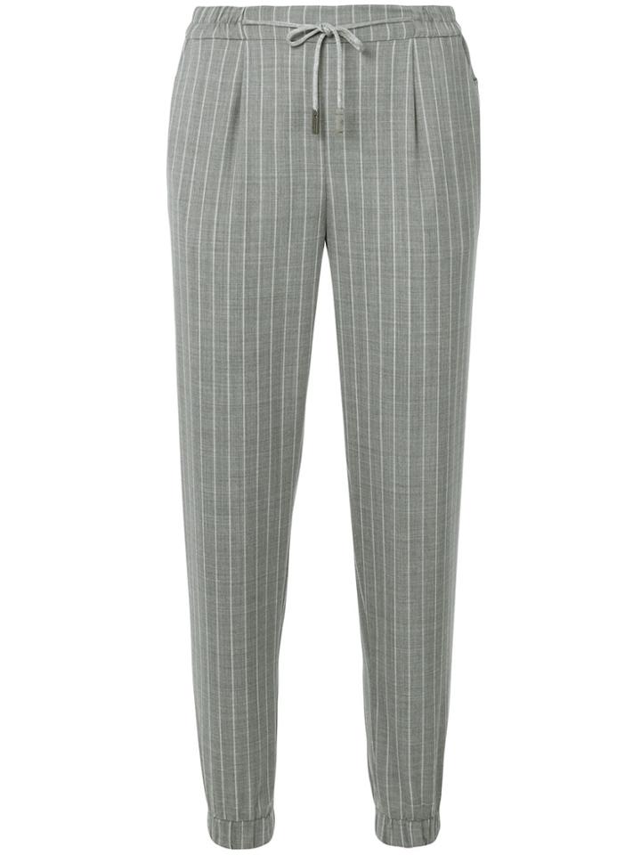 Eleventy Striped Elasticated Waist Trousers - Grey
