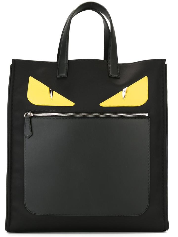 Fendi Bag Bugs Shopper Tote, Men's, Black, Calf Leather/nylon