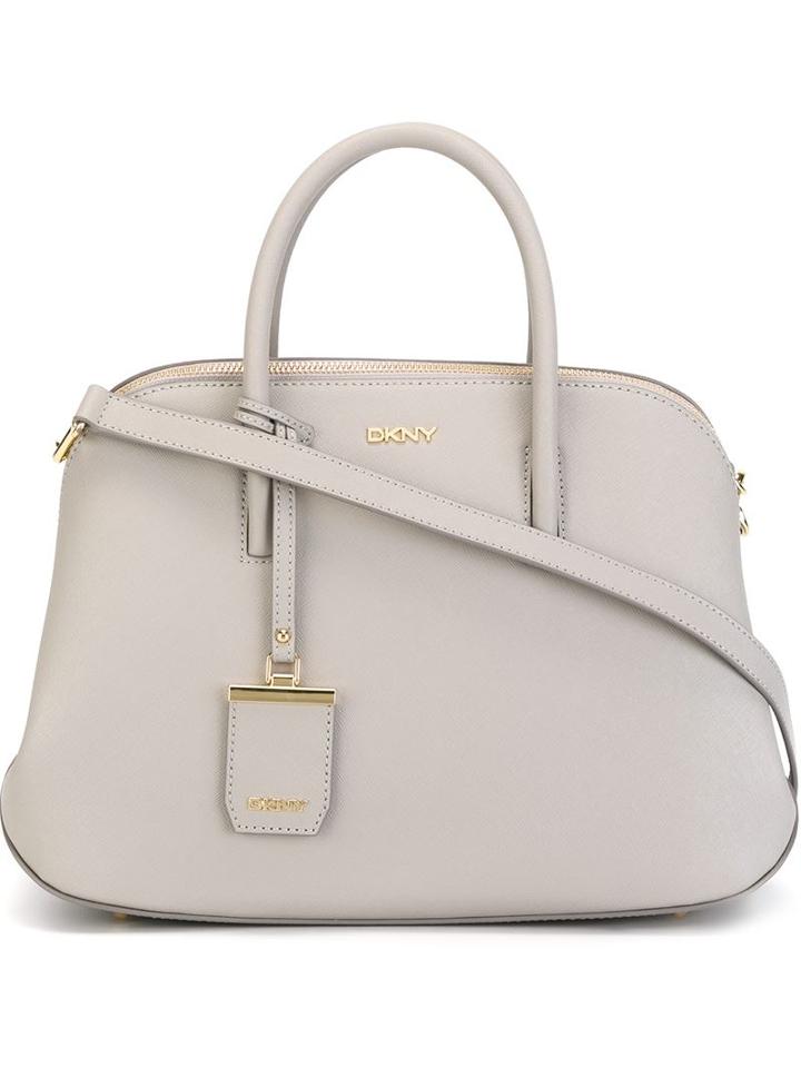 Dkny Saffiano City Zip Tote, Women's, Grey, Calf Leather