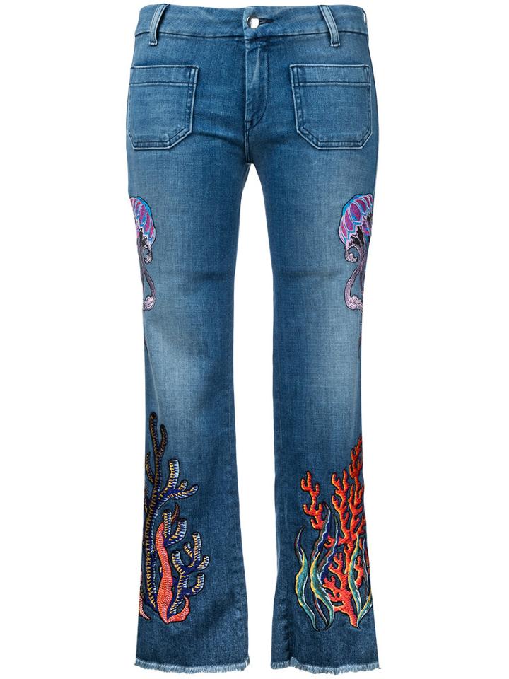 The Seafarer - Embroidered Jeans - Women - Cotton/spandex/elastane - 25, Blue, Cotton/spandex/elastane