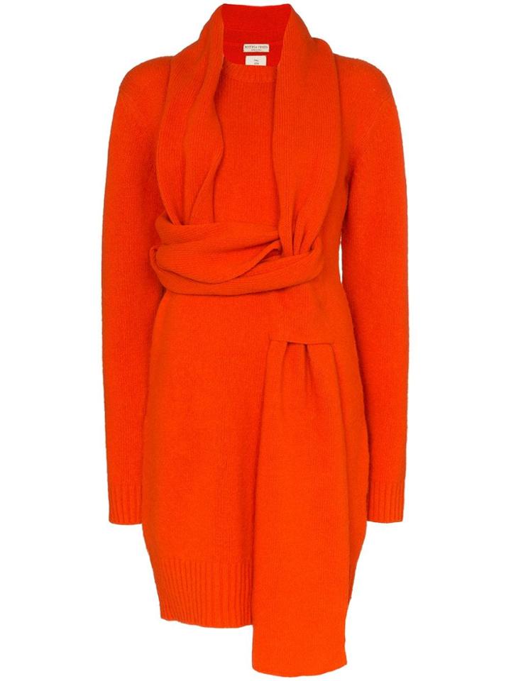 Bottega Veneta Wrap-around Scarf-style Jumper Dress - Orange