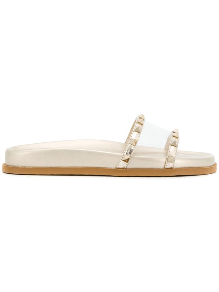 Valentino Rockstud Slides - Metallic