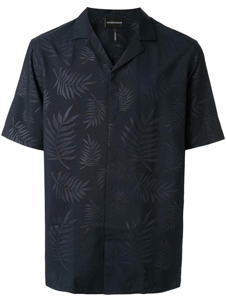 Emporio Armani Leaf Print Shirt - Blue