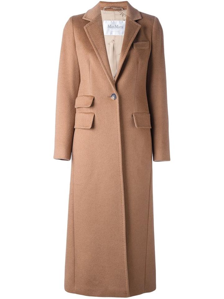 Max Mara Single Breasted Coat, Women's, Size: 44, Brown, Viscose/camel Hair/wool