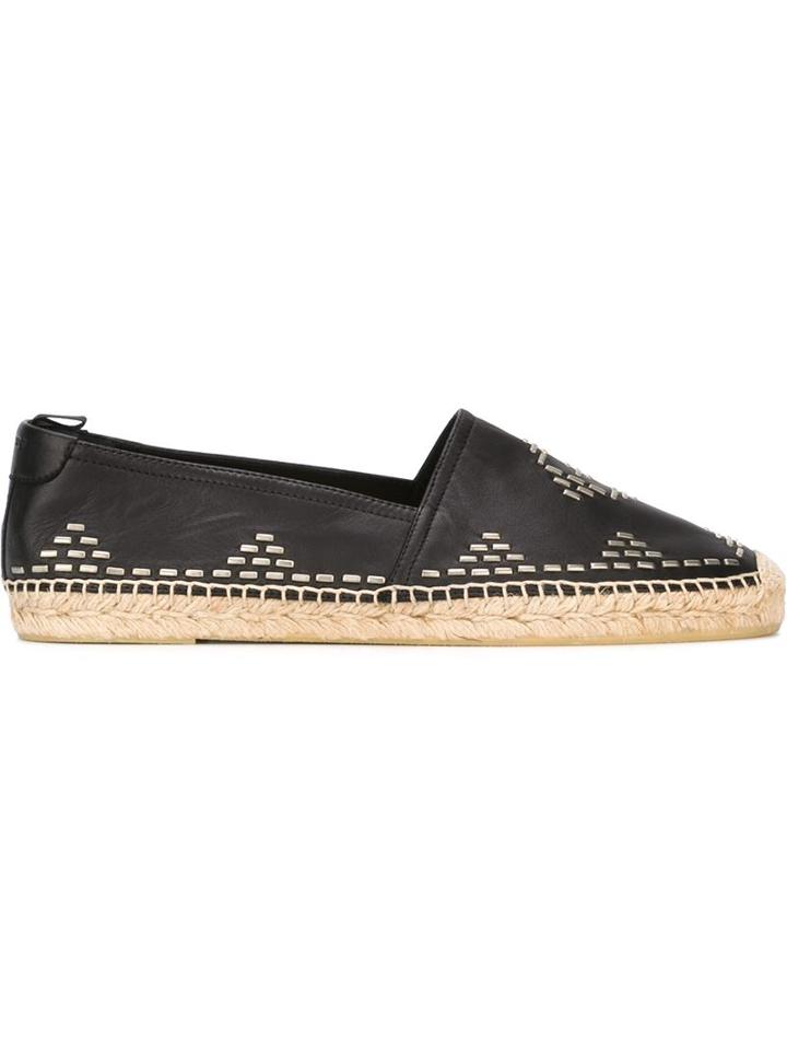 Saint Laurent Studded Espadrilles, Men's, Size: 40, Black, Leather/rubber/jute