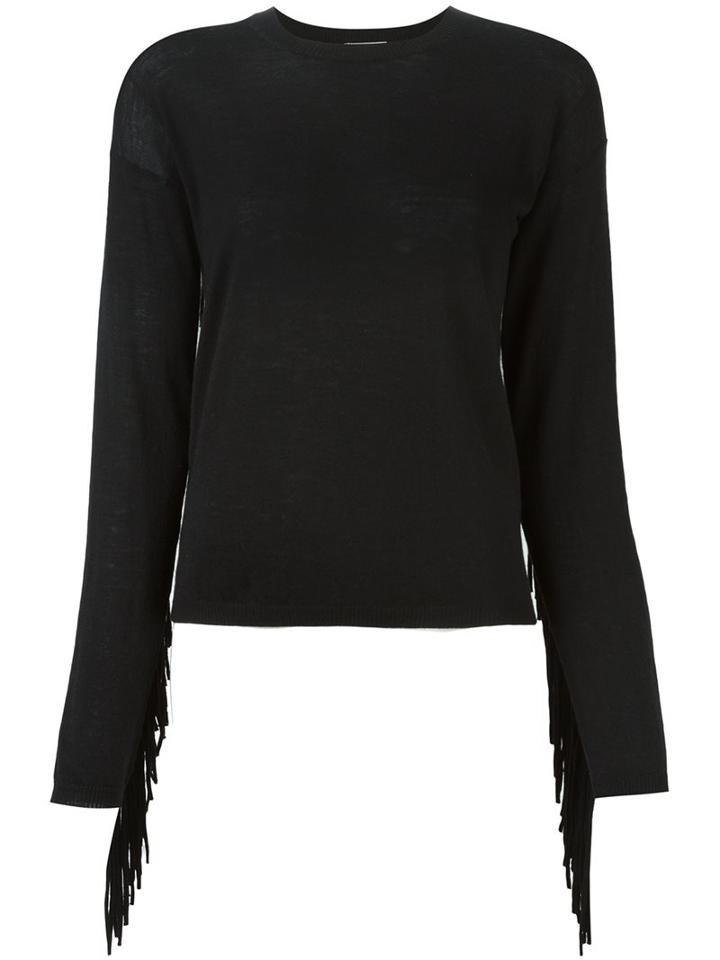 P.a.r.o.s.h. Fringed Detail Knitted Blouse, Women's, Size: Large, Black, Cashmere/wool