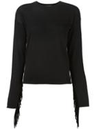 P.a.r.o.s.h. Fringed Detail Knitted Blouse, Women's, Size: Large, Black, Cashmere/wool