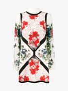 Alexander Mcqueen Floral Print Mini Dress, Women's, Size: 38, Nude/neutrals, Silk
