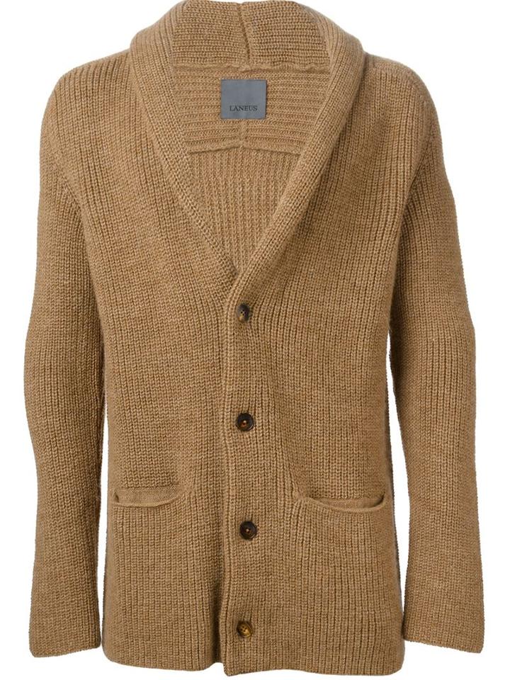 Laneus Shawl Neck Cardigan, Men's, Size: 50, Brown, Alpaca/merino