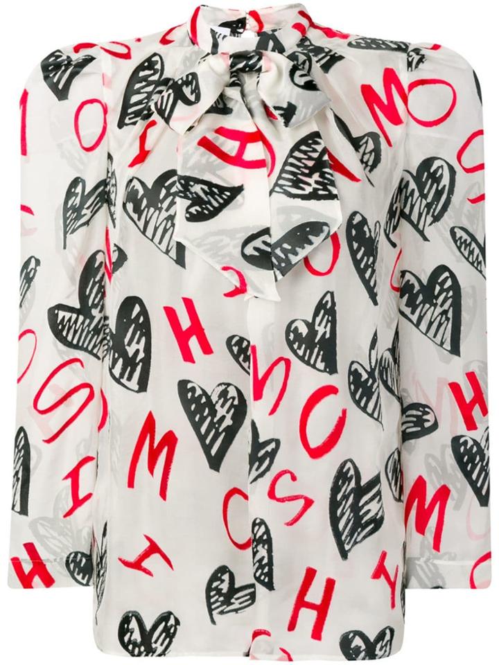 Moschino Devoré Hearts Blouse - White