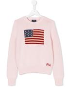 Ralph Lauren Kids Flag Crewneck Sweater - Pink & Purple