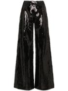 Halpern Wide Leg Sequin Embellished Trousers - Black