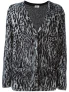 Saint Laurent Leopard Print Cardigan, Women's, Size: Xs, Grey, Nylon/mohair/wool