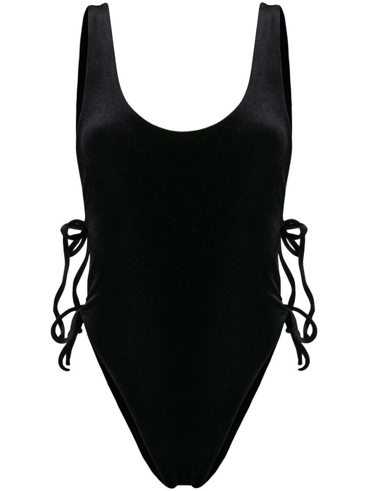 Reina Olga Lace-up Swimsuit - Black