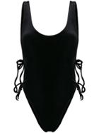 Reina Olga Lace-up Swimsuit - Black
