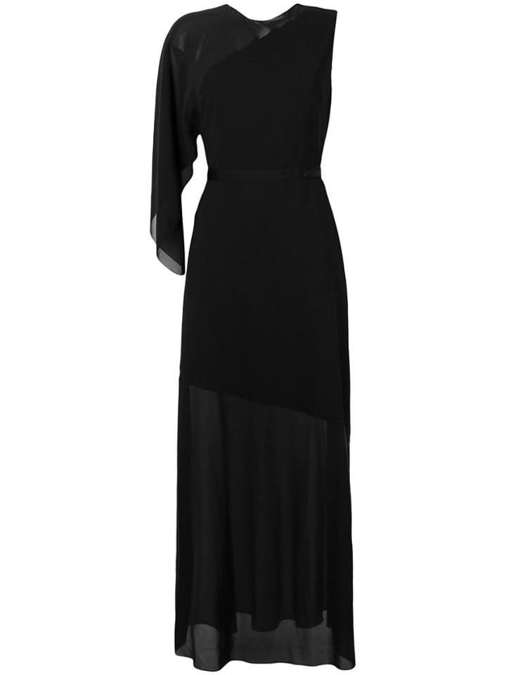 Lanvin One Shoulder Sheer Dress - Black
