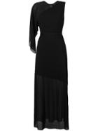 Lanvin One Shoulder Sheer Dress - Black