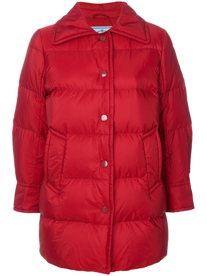 Prada Feather Down Padded Jacket - Red