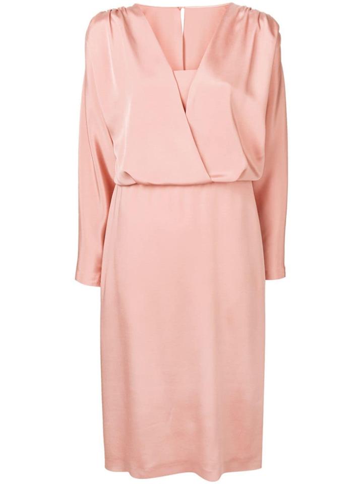 Alberta Ferretti Satin V Dress - Pink