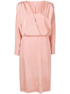 Alberta Ferretti Satin V Dress - Pink