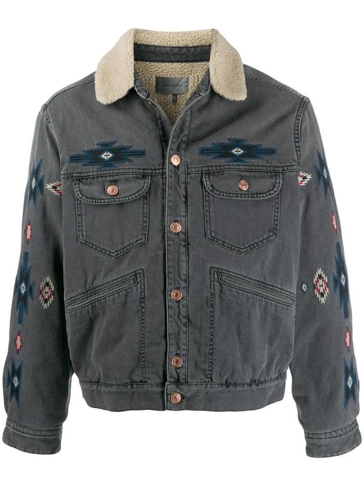 Isabel Marant Embroidered Denim Jacket - Black