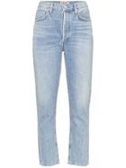 Agolde High-waisted Cropped Jeans - Blue