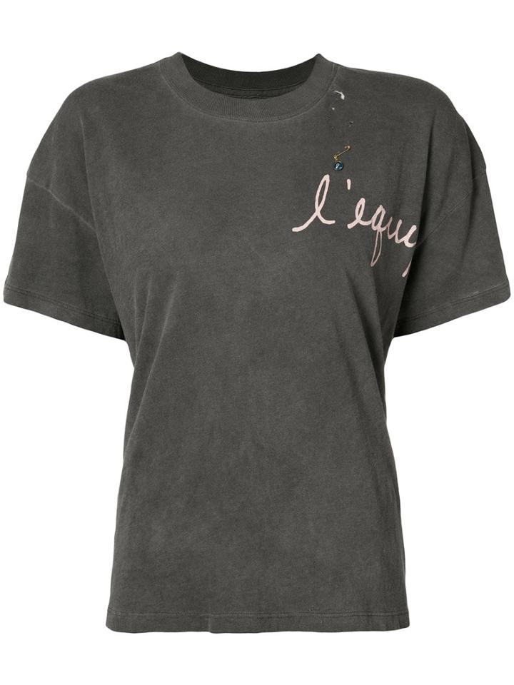 L'equip - Flamingo T-shirt - Women - Cotton/polyester - S, Grey, Cotton/polyester