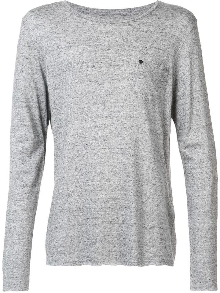 Osklen Long Sleeve Melange T-shirt, Men's, Size: Medium, Grey, Linen/flax/polyester
