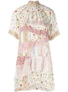 No21 - High Neck Floral Shirt Dress - Women - Silk - 40, Women's, White, Silk