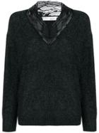Iro Lace-detail Fitted Sweater - Grey