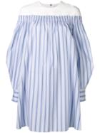 Msgm Off-shoulder Shirt Dress, Women's, Size: 44, Blue, Cotton