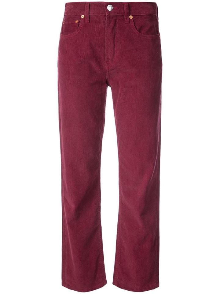 Re/done Corduroy High Waisted Trousers - Red