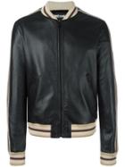 Just Cavalli Zipped Leather Jacket, Men's, Size: 48, Black, Sheep Skin/shearling/acetate/viscose/polyester