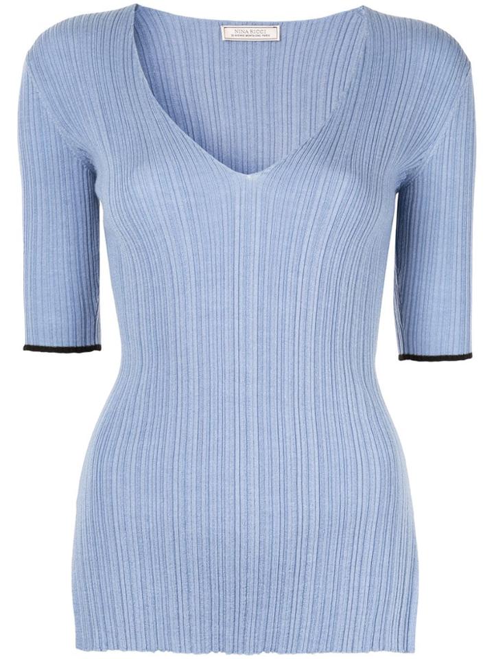 Nina Ricci V-neck Jumper - Blue