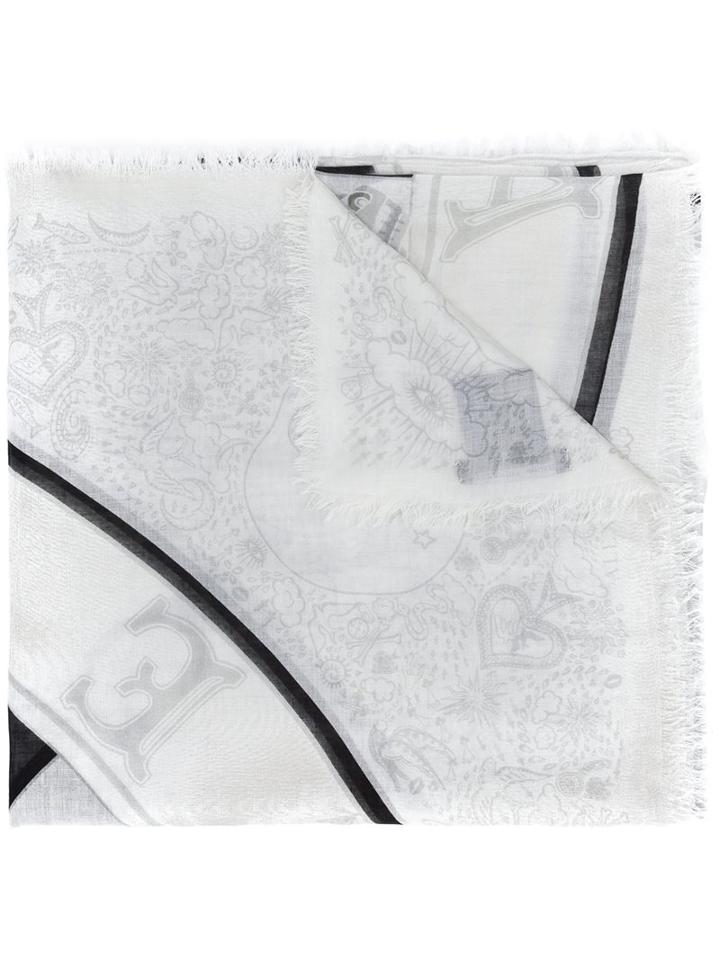 Alexander Mcqueen 'ouiji Board' Scarf, Women's, White, Silk/modal