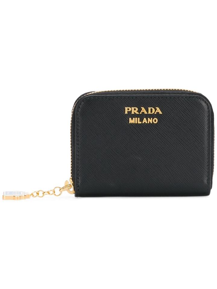 Prada Top Zip Logo Wallet - Black