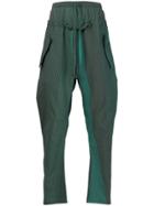 Lost & Found Ria Dunn Double-waist Striped Trousers - Green