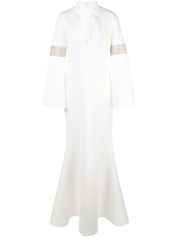 Badgley Mischka Runway Beaded Armband Gown - White