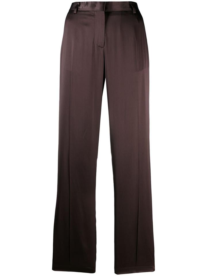 Msgm Stripe Wide Leg Trousers - Brown