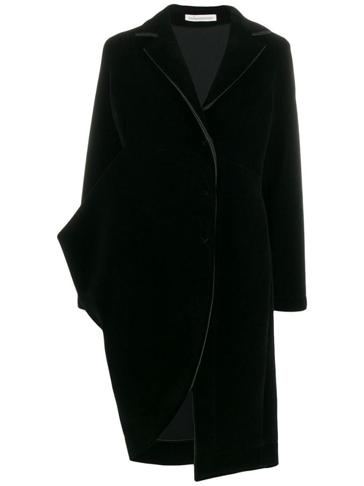 Stefano Mortari Asymmetric Midi Coat - Black